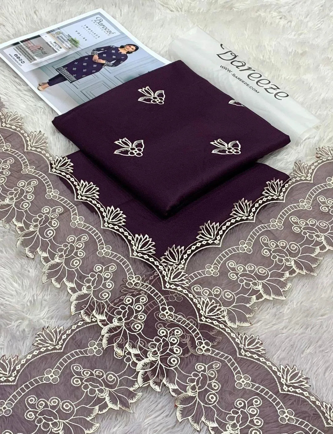 Purple Embroidered Lawn Shirt & Trouser Set