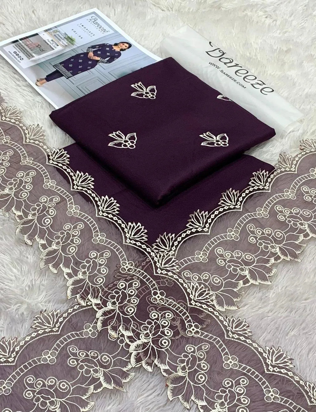 Purple Embroidered Lawn Shirt & Trouser Set