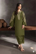 Green Embroidered 2-Piece Women's Lawn Suit for Weddings Eid