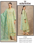 Edenrobe 3 Piece Digital Printed Lawn Suit Yellow