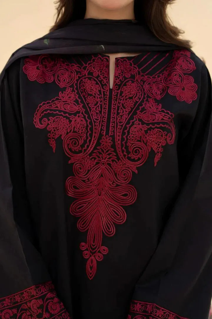 Black Embroidered Lawn 3Pcs Set for Women