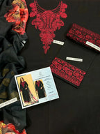 Black Embroidered Lawn 3Pcs Set for Women