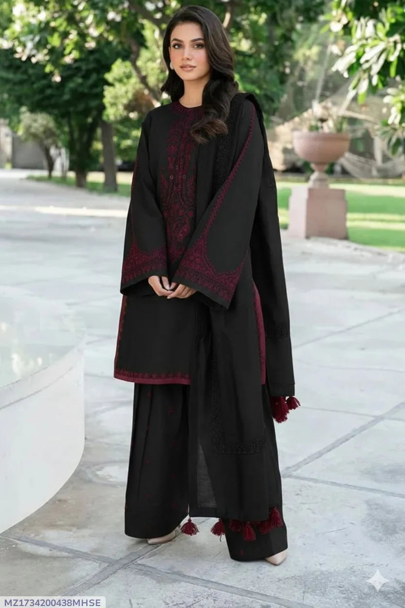 Black Embroidered Lawn 3Pcs Set for Women