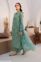 Green Embroidered Lawn 3Pcs Set for Women