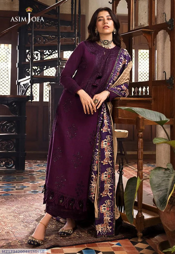 Purple Embroidered Lawn 3Pcs Set for Women