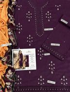 Purple Embroidered Lawn 3Pcs Set for Women