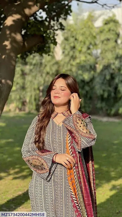 Printed Lawn Shirt & Dupatta Set for Women