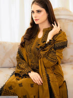 Mustard Embroidered Lawn 3Pcs Set