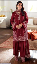 Red Embroidered Lawn 3Pcs Set for Women