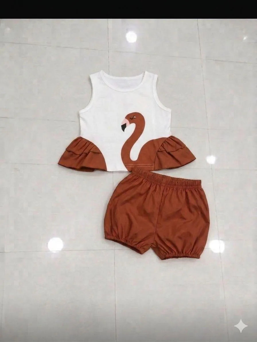 Kids Firefly Print Shorts Set White Red Summer Suit
