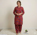 Red Printed 2-Piece Polo Cotton Set