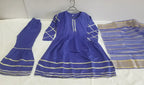 Blue Embroidered Girl's 3-Piece Lawn Kurta Set