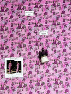 Pink Printed 3-Piece Dobby Lawn Suit for Women