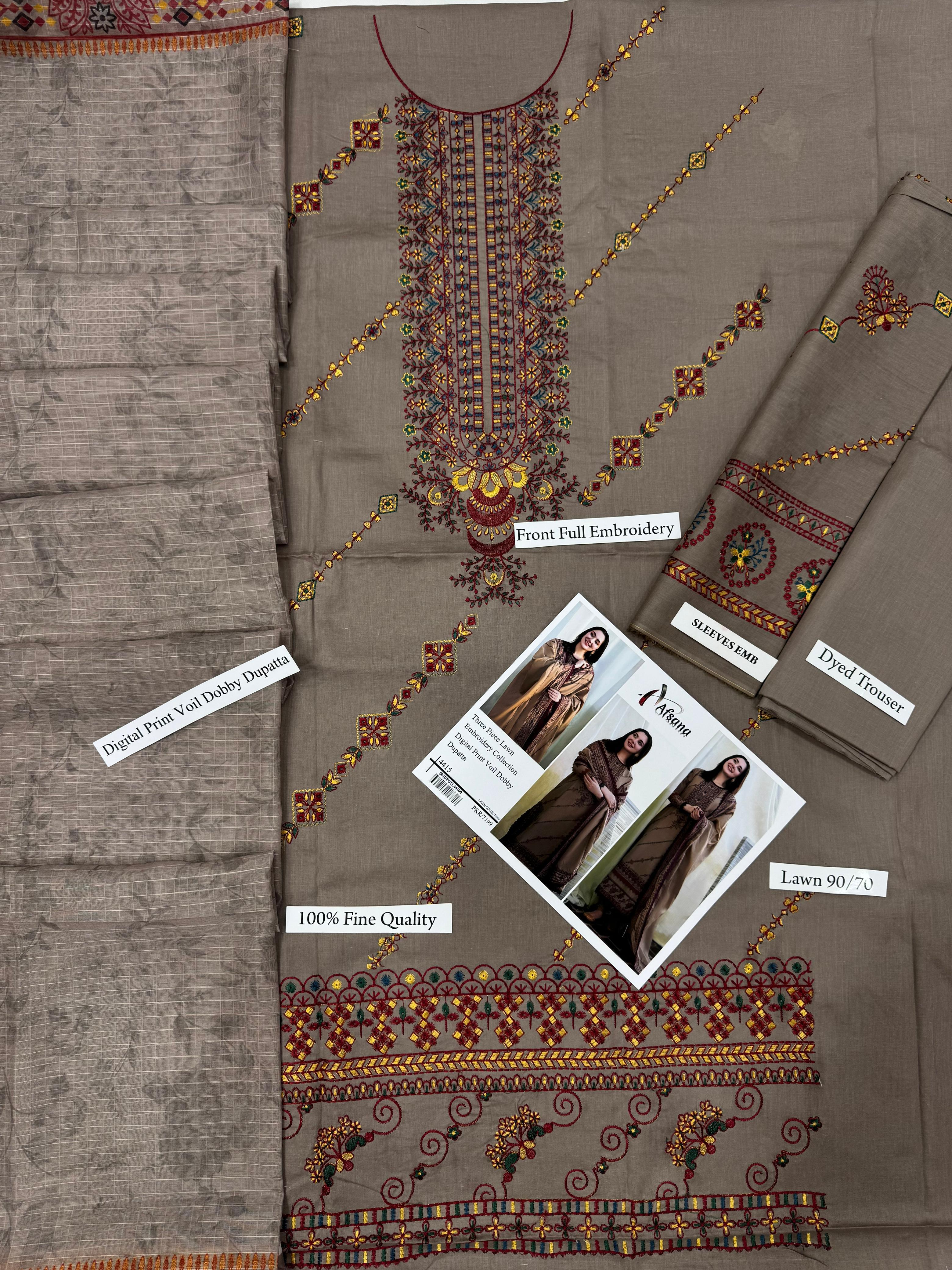 3 piece lawn suit Afsanah EMBROIDERY