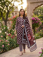 3 piece lawn suit Polka Dots Printed Deep Maroon