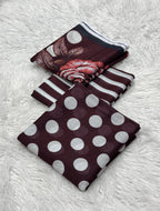 3 piece lawn suit Polka Dots Printed Deep Maroon