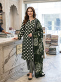 3 piece lawn suit Polka Dots Printed Green