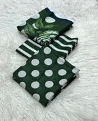 3 piece lawn suit Polka Dots Printed Green