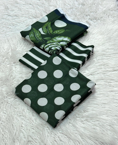 3 piece lawn suit Polka Dots Printed Green
