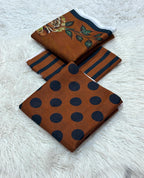3 piece lawn suit Polka Dots Printed Kara Cha Brown
