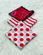 3 piece lawn suit Polka Dots Printed Red Devil