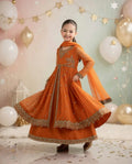 Orange Embroidered Lawn Girl's 3Pcs Set