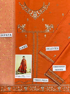 Orange Embroidered Lawn Girl's 3Pcs Set