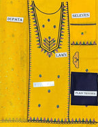Girls Lawn Embroidered Kurta Set Yellow 3-4Yrs