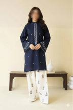 Blue Embroidered Lawn Shirt & Cotton Trouser Set