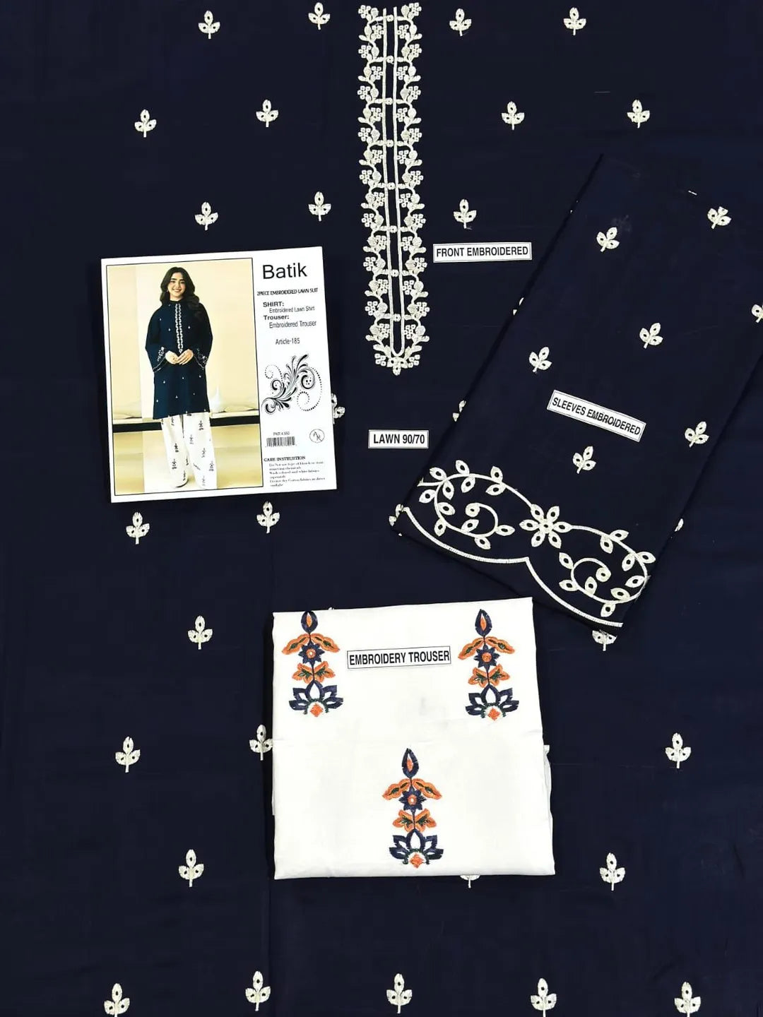Blue Embroidered Lawn Shirt & Cotton Trouser Set