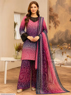 Purple Printed Lawn 3Pcs Set for Women