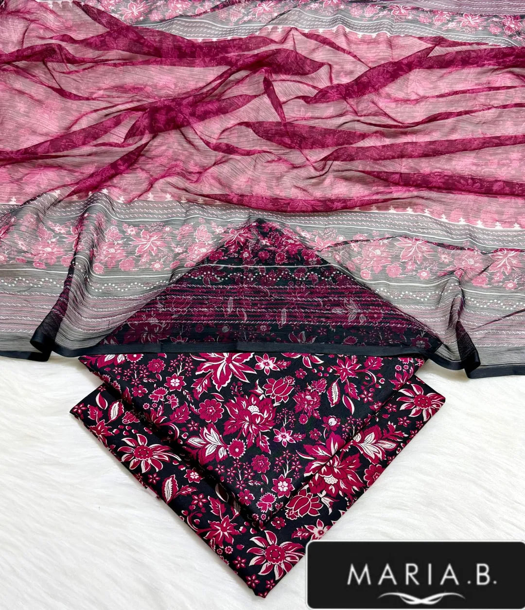Purple Printed Lawn 3Pcs Set for Women