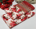 2-Piece Printed Polo Cotton Suit Red Floral