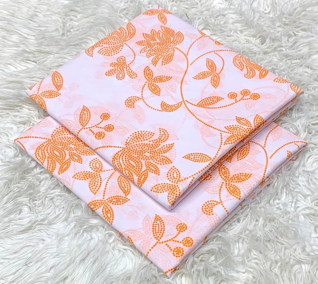 Orange Printed Lawn 2Pcs Shirt Trouser Set