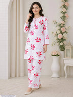 White Printed Lawn 2-Piece Shirt & Trouser Set