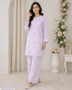 Purple Printed Lawn 2Pcs Shirt Trouser Set