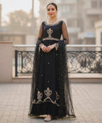 Batik unstitched 3 piece organza frock suit