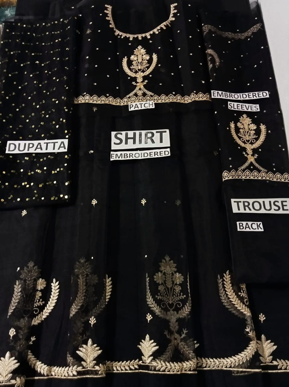 Batik unstitched 3 piece organza frock suit