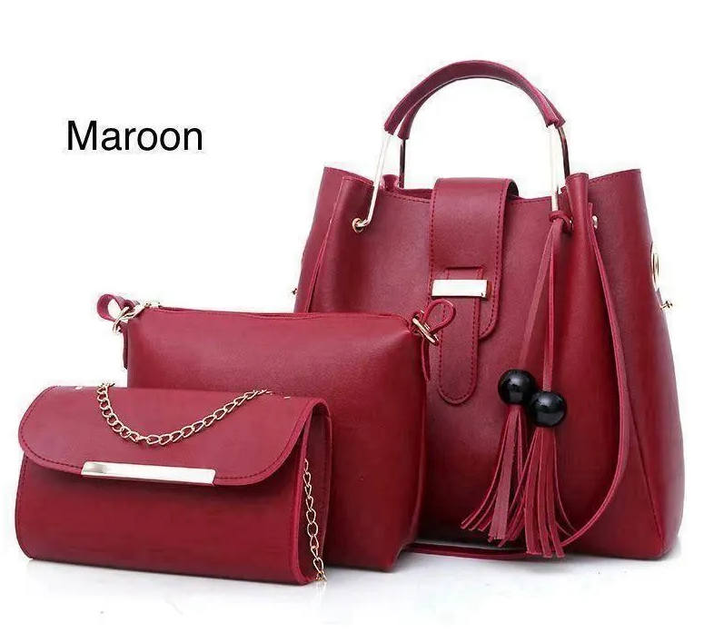 Rexine Handbag Set 3-Piece Office School Wedding
