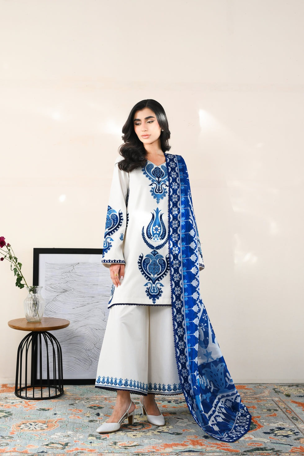 Zaib unstitched 3 piece embroidered summer suit
