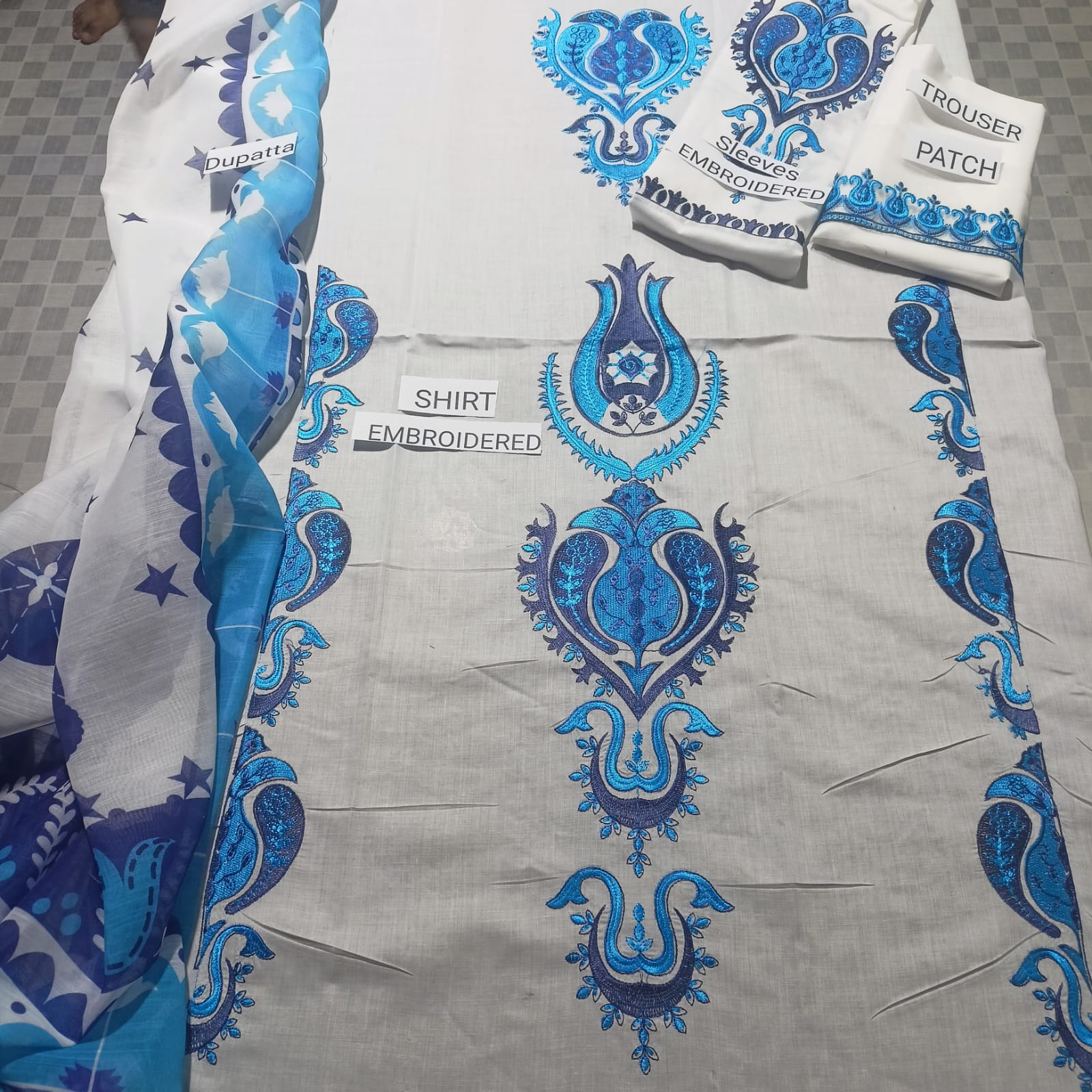 Zaib unstitched 3 piece embroidered summer suit