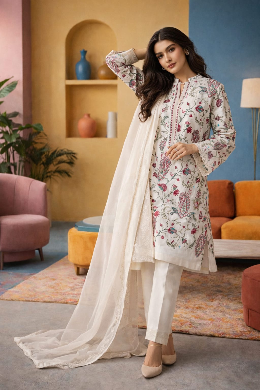 Zara Shahjahan unstitched 3 piece embroidered  summer suit