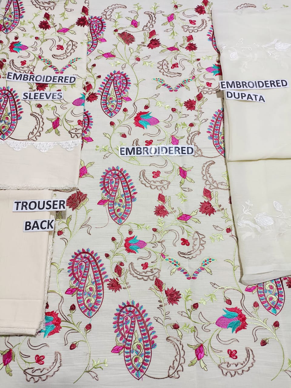 Zara Shahjahan unstitched 3 piece embroidered  summer suit