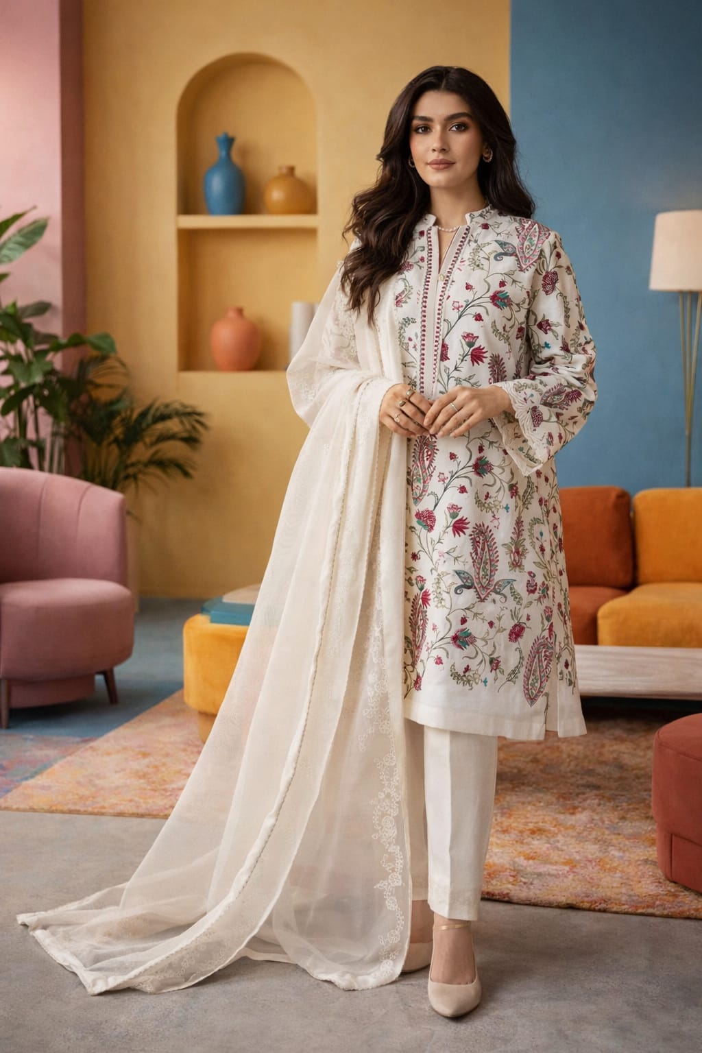 Zara Shahjahan unstitched 3 piece embroidered  summer suit